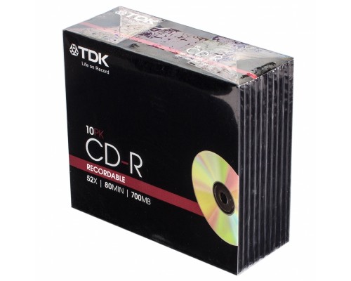 Диск CD-R 700Мб TDK 52x CD-R80SCA10 80 min Slim