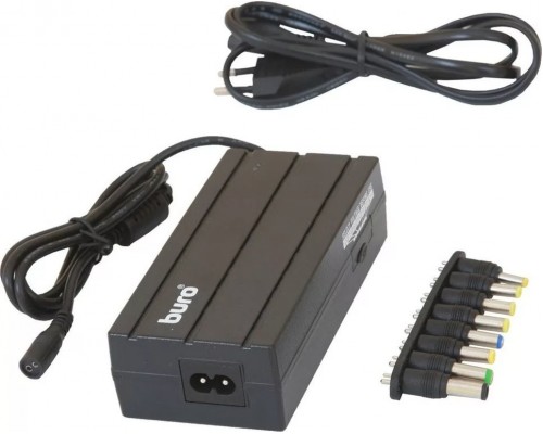Блок питания для ноутбука Buro 90W BUM-1187H90 (универсальный автоматический 12/15/16/18.5/19/19.5/20/22/24v, 11 переходников, USB) черный