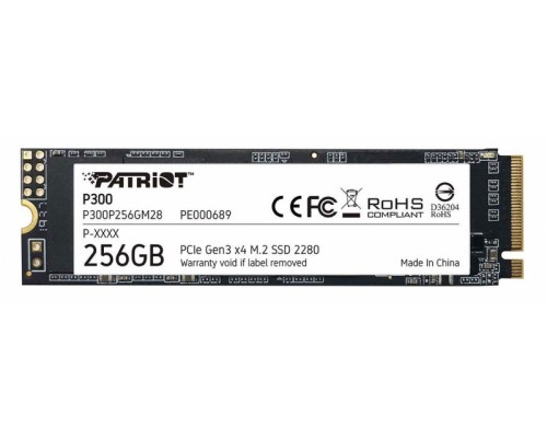 Накопитель SSD M.2 256Gb PCI-E3.0x4 Patriot P300 P300P256GM28 2280, NVMe, Write 1100MB/s, Read 1700MB/s