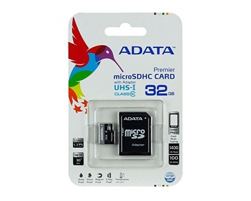 Карта памяти MicroSD 64Gb ADATA AUSDX64GUICL10A1-RA1 SDHC UHS-I U1 Class 10  запись/чтение - до 10/10 Мб/сек