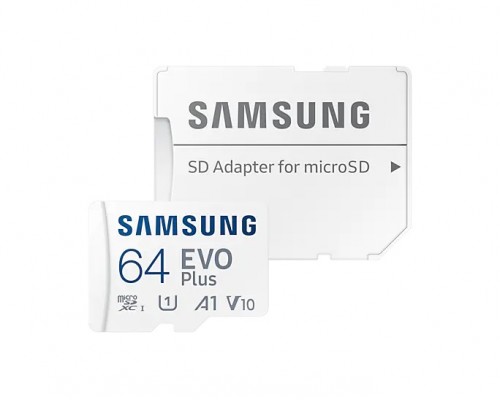 Карта памяти MicroSD 64Gb Samsung EVO Plus MB-MC64KA/RU, UHS-I U1 class 10 + адаптер SD чтение - до 130 Мб/сек
