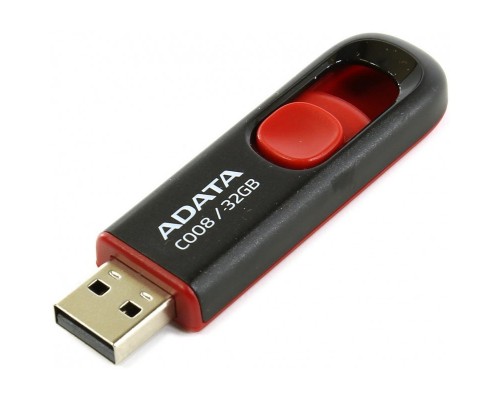 Флеш драйв A-DATA 32Gb USB 2.0 C008 AC008-32G-RKD черный-красный