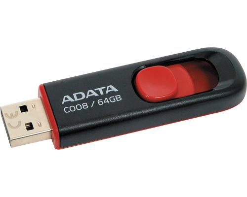 Флеш драйв A-DATA 64Gb USB 2.0 C008 AC008-64G-RKD черный-красный