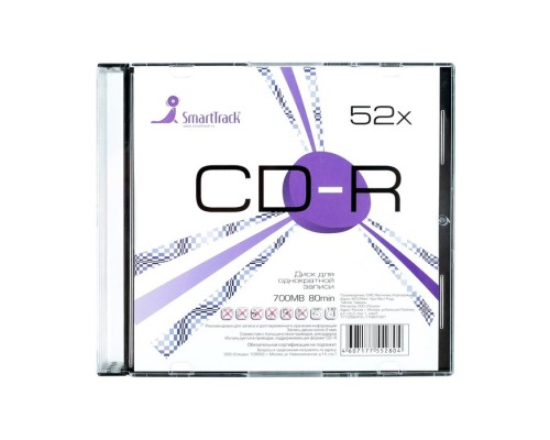 Диск CD-R 700Мб SmartTrack (5шт/уп), Slim, 1 диск