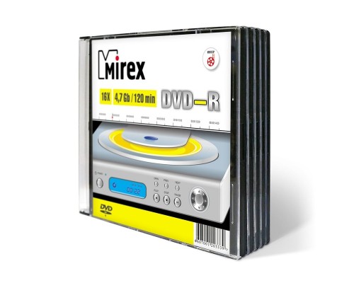 Диск DVD-R 4,7Гб Mirex 16x (Slim case)