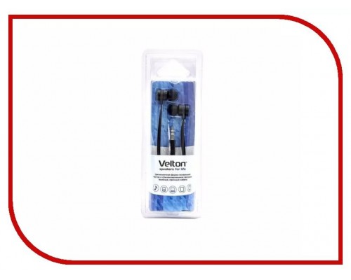 Наушники Velton VLT-EB105Bl вкладыши длина кабеля 1,2м черный