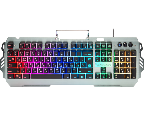 Клавиатура Defender Assault GK-350L, игровая, RGB подсветка, металлическая крышка, влагоустойчивая, USB, черный (45640)