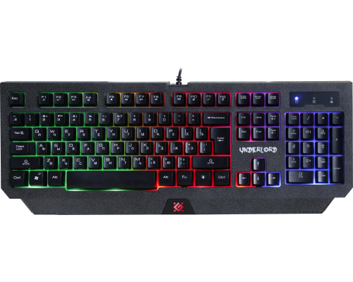 Клавиатура Defender Underlord GK-340L RU, игровая, радужная подсветка, влагоустойчивая, USB, черный (45340)