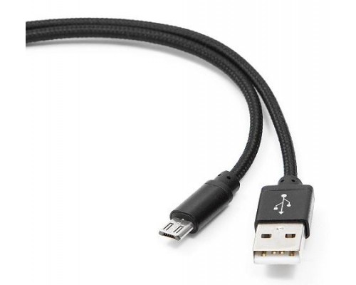 Кабель USB AM-microB 5Pin Cablexpert CC-mUSB2bk1m, нейлоновая оплетка, Al разъемы, 1м, черный