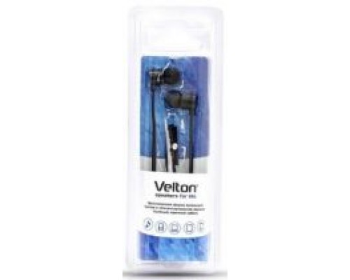 Гарнитура Velton VLT-EB106MBl вкладыши длина кабеля 1,2м черный