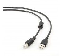 Кабель USB AM-BM Gembird CCF-USB2-AMBM-10 USB2.0, зол конт, черный, фер.фильтр, 3.0м