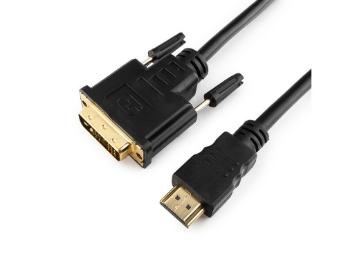 Кабель HDMI-DVI Gembird CC-HDMI-DVI-6 Single link, позолоченные контакты, экран, 1.8м