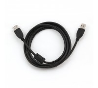 Удлинитель USB Cablexpert CCF-USB2-AMAF-6, USB2.0, зол.конт., 1 фер. фильтр, черный, 1.8м