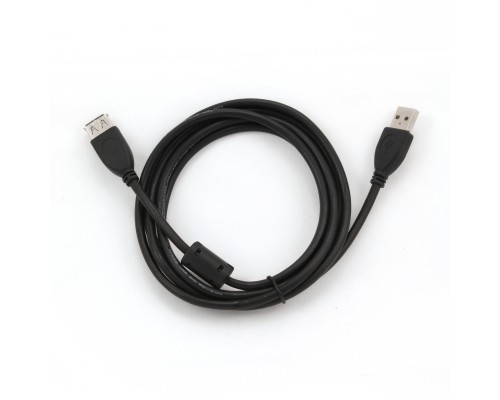 Удлинитель USB Cablexpert CCF-USB2-AMAF-6, USB2.0, зол.конт., 1 фер. фильтр, черный, 1.8м