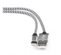 Кабель USB Apple 8Pin Lightning Cablexpert CC-ApUSB2sr1m 1м нейлоновая оплетка, серебряный