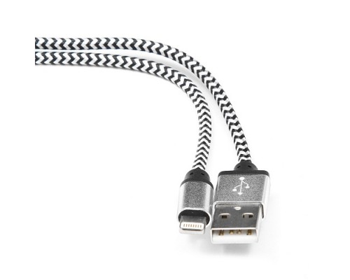 Кабель USB Apple 8Pin Lightning Cablexpert CC-ApUSB2sr1m 1м нейлоновая оплетка, серебряный