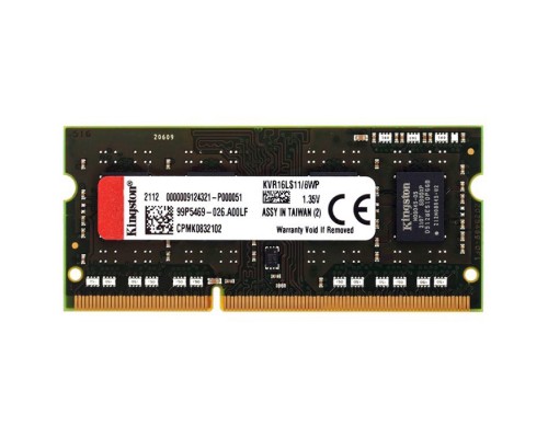 Модуль памяти DDR3 Kingston 4Gb 1600MHz CL11 SO-DIMM 1,35v ValueRAM KVR16LS11/4WP RTL