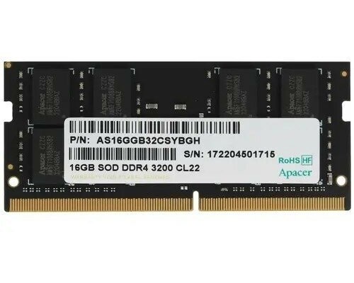 Модуль памяти DDR4 Apacer 16Gb 3200MHz CL22 SO-DIMM 1,2v AS16GGB32CSYBGH (ES.16G21.GSH) RTL