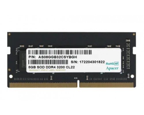 Модуль памяти DDR4 Apacer 8Gb 3200MHz CL22 SO-DIMM 1,2v AS08GGB32CSYBGH (ES.08G21.GSH) RTL