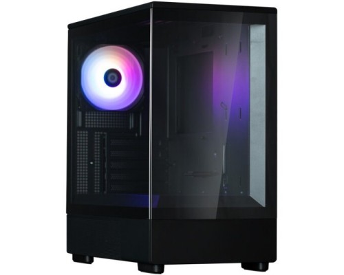 Корпус Zalman P10 Midi-Tower mATX fan case 7x120mm (установлено 1шт. с ARGB подсветкой), боковая и передняя стенка из закаленного стекла, 1х USB Type C, 1хUSB3.0, Audio I/O, черный, без БП