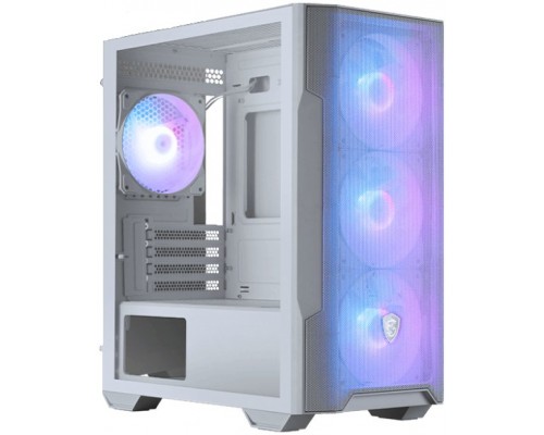 Корпус MSI MAG FORGE M100R WHITE, ATX, fan case 4x120mm, (установлено 4x120mm ARGB), 2xUSB2.0, 1xUSB3.0, Audio I/O, закаленное стекло, контроллер ARGB, белый, без БП