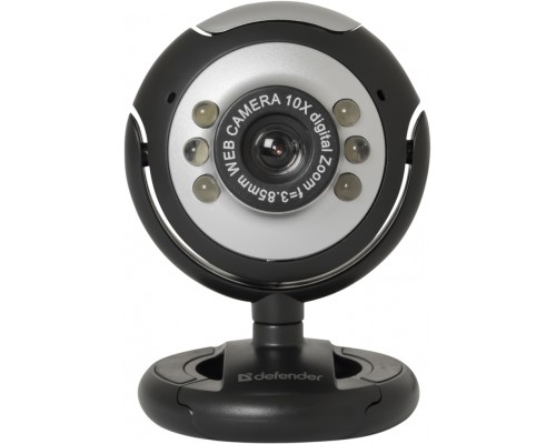 Web камера Defender C-110 (63110), 0,3Mpx, микрофон, кнопка фото, универсальное крепление на монитор или горизонтальную поверхность, USB, черный