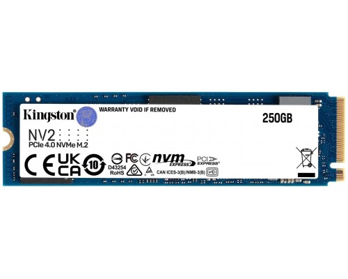 Накопитель SSD M.2 250Gb PCI-E4.0x4 Kingston NV2 SNV2S/250G 2280, NVMe, Write 1300MB/s, Read 3000MB/s, 80TBW
