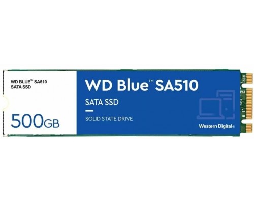 Накопитель SSD M.2 500Gb SATA III Western Digital Blue SA510 WDS500G3B0B, Write 530MB/s, Read 560MB/s, 200TBW