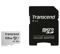 Карта памяти MicroSD 128Gb Transcend 300S TS128GUSD300S-A MicroSDXC UHS-I Class 10 + адаптер SD запись/чтение - до 20/100 Мб/сек