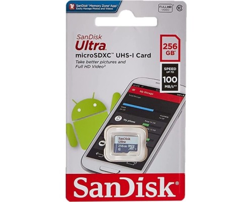 Карта памяти MicroSD 256Gb SanDisk Ultra SDSQUNR-256G-GN3MN MicroSDXC UHS-I Class 10 чтение - до 100 Мб/сек