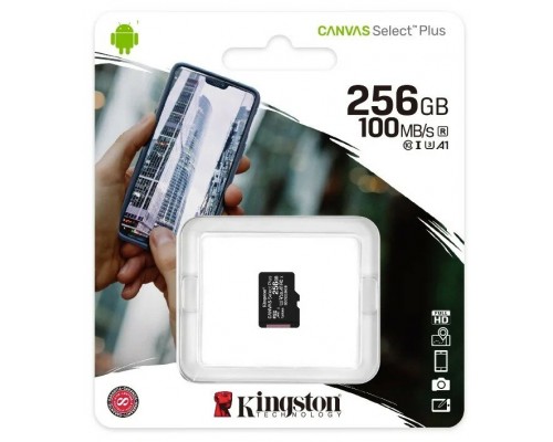 Карта памяти MicroSD 256Gb Kingston Canvas Select Plus SDCS2/256GBSP MicroSDXC UHS-I U1 A1, запись/чтение - до 85/100 Мб/сек