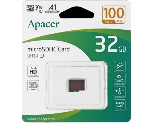 Карта памяти MicroSD 32Gb Apacer AP32GMCSH10UB-RA MicroSD UHS-I Class 10 чтение - до 100 Мб/сек