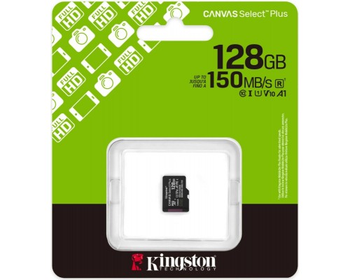 Карта памяти MicroSD 128Gb Kingston Canvas Select Plus SDCS3/128GBSP MicroSDXC UHS-I U1 Class 10, чтение - до 150 Мб/сек