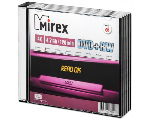 Диск DVD+RW 4,7Гб MIREX 4x, Slim
