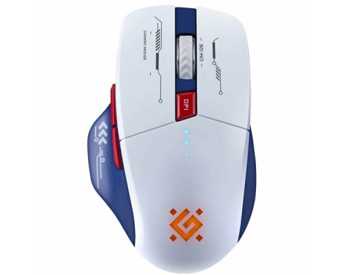 Мышь Defender Tisa GM-126 Bluetooth/радио-канал 2.4ГГц беспроводная игровая оптическая 1600dpi 5+1 кнопок встроенный аккумулятор 400 мАч радужная подсветка белый+синий (52126)