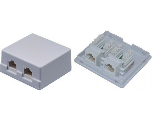 Розетка 2x RJ45 5E UTP Neomax NM-SMB-KJ45-2PD-101-WH двойная белая, внешняя
