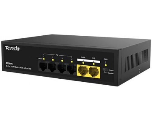 Коммутатор Tenda S106PC 6х100Мбит/с, 4 порта - PoE
