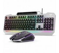 Клавиатура+мышь AULA T102 оптическая мышь 7200dpi 6кн+колесо-кнопка клавиатура с RGB-подсветкой символов и подставкой для телефона USB серебристый-черный