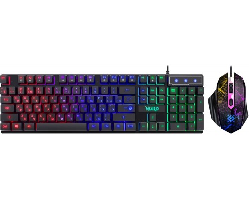 Клавиатура+мышь Defender Nord GS-959 оптическая мышь 2400dpi 3кн+колесо-кнопка клавиатура с RGB-подсветкой 104+12 (+FN) клавиши USB (52959)
