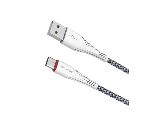 Кабель USB AM-Type-C Borofone BX25, USB2.0, 3A, нейлоновая оплетка, 1м, белый