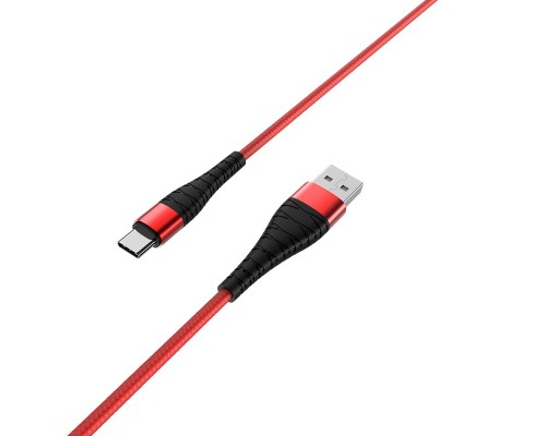 Кабель USB AM-Type-C Borofone BX32, USB2.0, 3A, нейлоновая оплетка, 1м, красный
