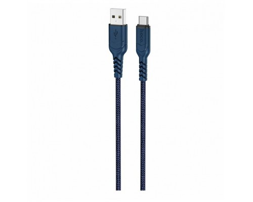 Кабель USB AM-Type-C Hoco X59 USB2.0, 3 A, нейлоновая оплетка, 1м, синий
