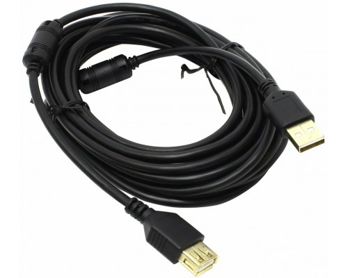 Удлинитель USB2.0 5Bites UC5011-050A AM/AF, позол. контакты, черный, 5м