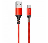 Кабель USB AM-microB 5Pin Borofone BX54, 2,4A, 1м, нейлоновая оплетка красный