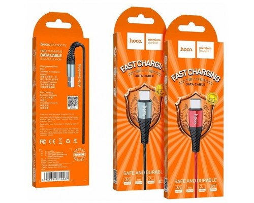 Кабель USB AM-Type-C Hoco X38 USB2.0, 3 A,  1м, черный