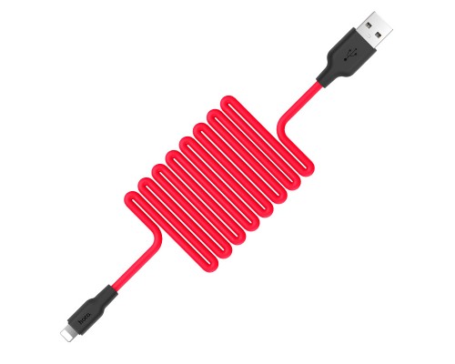 Кабель USB Apple 8pin Lightning Hoco X21, 2.0 A, черный-красный, 1м