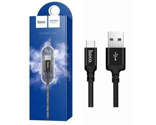 Кабель USB AM-Type-C Hoco X14 USB2.0, 3 A, 1м, черный