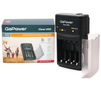 Зарядное устройство GoPower iClever 1000, 4xAA/AAA Ni-MH/Ni-Cd, автоотключение, зарядка от сети 220v и бортовой сети автомобиля 12-13,8v