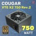 Блок питания Cougar 750W VTE X2 750 ATX12V2.31 (APFC, 80Plus Bronze, 20/24+4/8+2x6/8, вентилятор d120мм) + кабель питания EURO (1.8м)