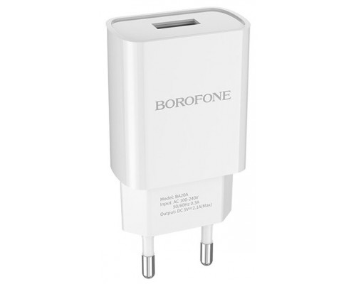 Адаптер питания 220V -> 5V 2100mA Borofone A20A 1xUSB A белый